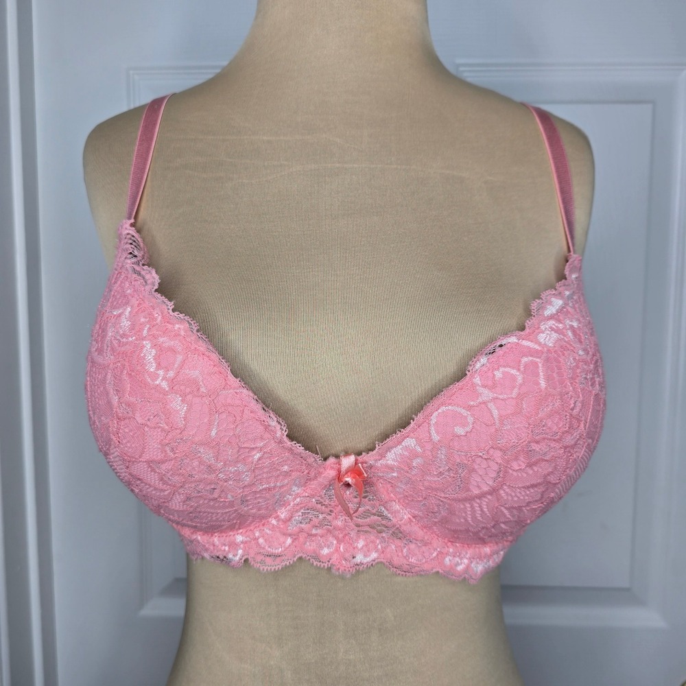 Hush Intimates 36C Pink Lace Padded Underwire Bra Adjustable‎ Straps